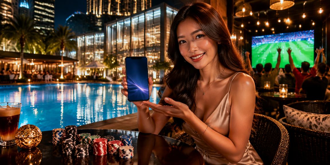 Pemain menikmati meja blackjack kasino langsung melalui telefon pintar di Kuala Lumpur